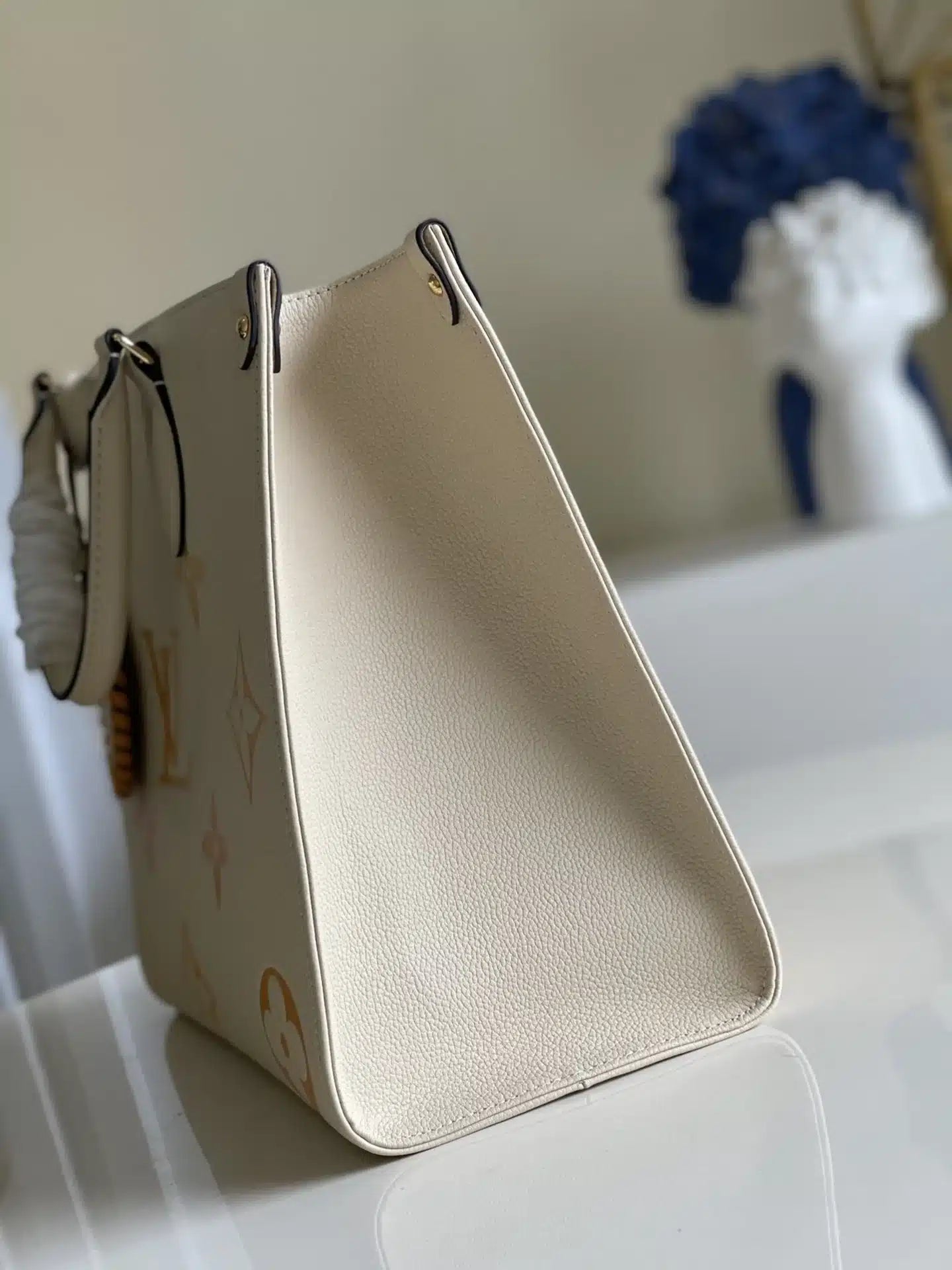 LV On The Go By The Pool Collection Beige Tote Bag