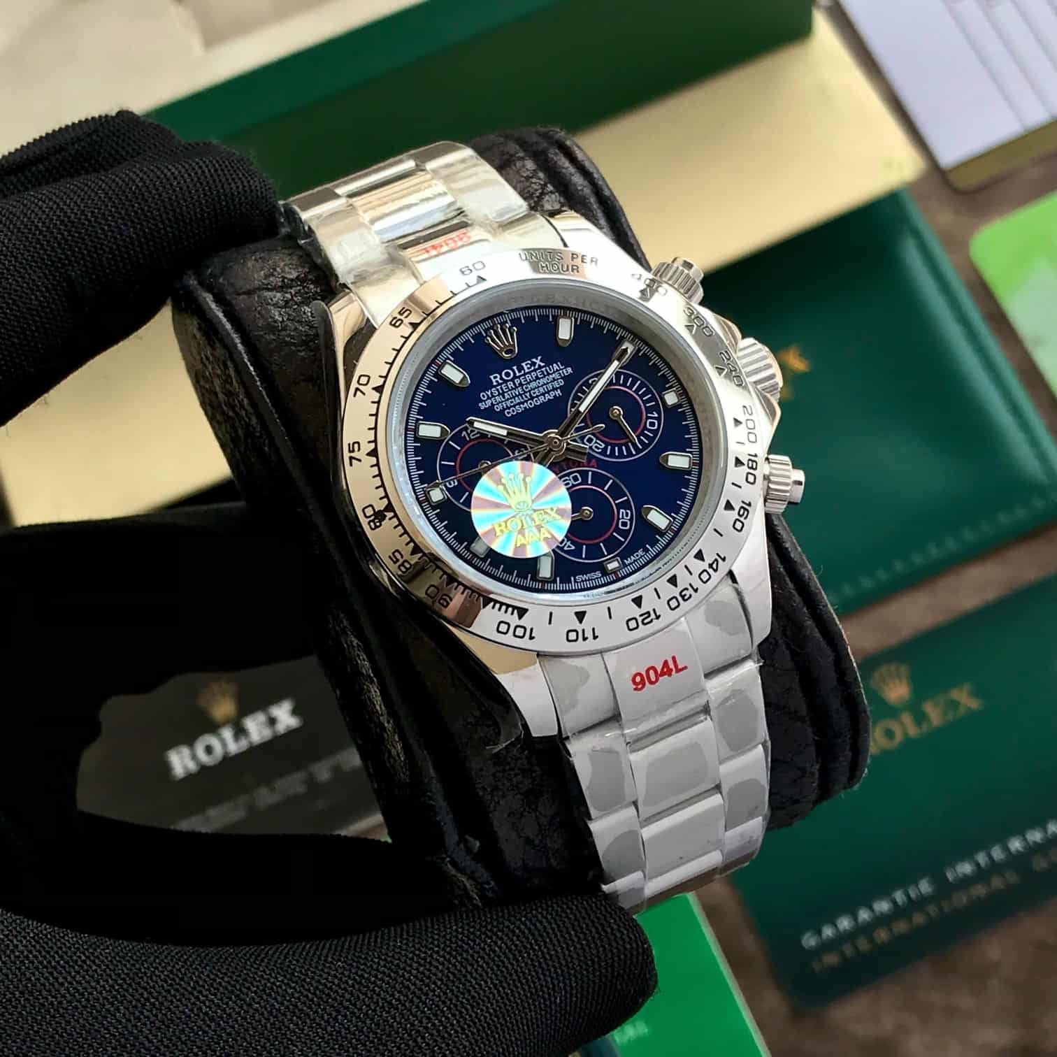 Rolex Cosmograph Daytona Silver Blue Dial Oyster Chain Japanese Automatic Mens Watch