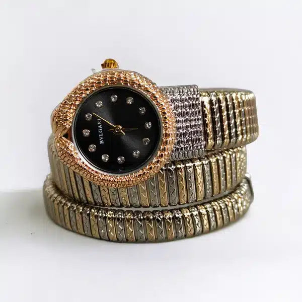 Bvlgari Serpenti Snake Black Dial Silver/Gold Women Watch