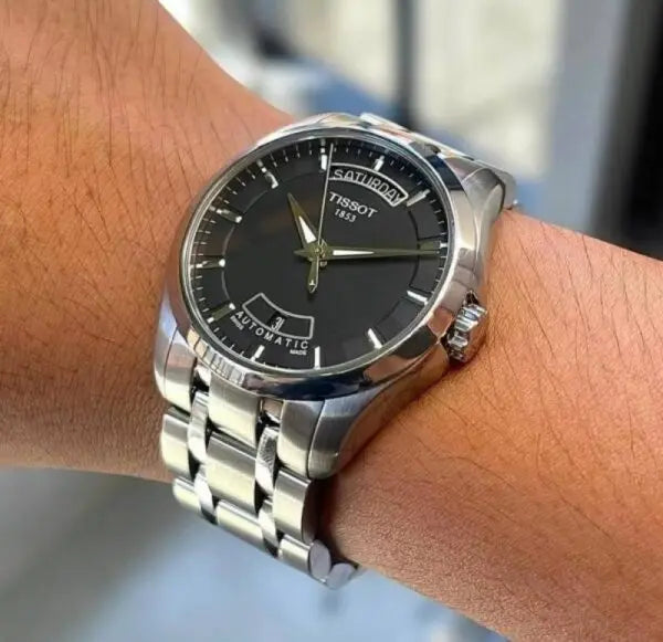 Tissot Premium Stainless Steel Black Dial Analog Watch With Minimalist Design And Luxury Finish