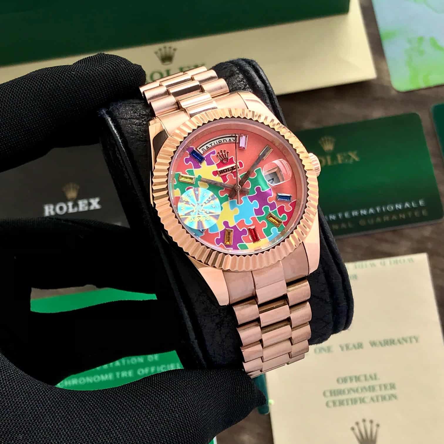 Rolex Day-Date Puzzle Dial Swiss Automatic Mens Watch