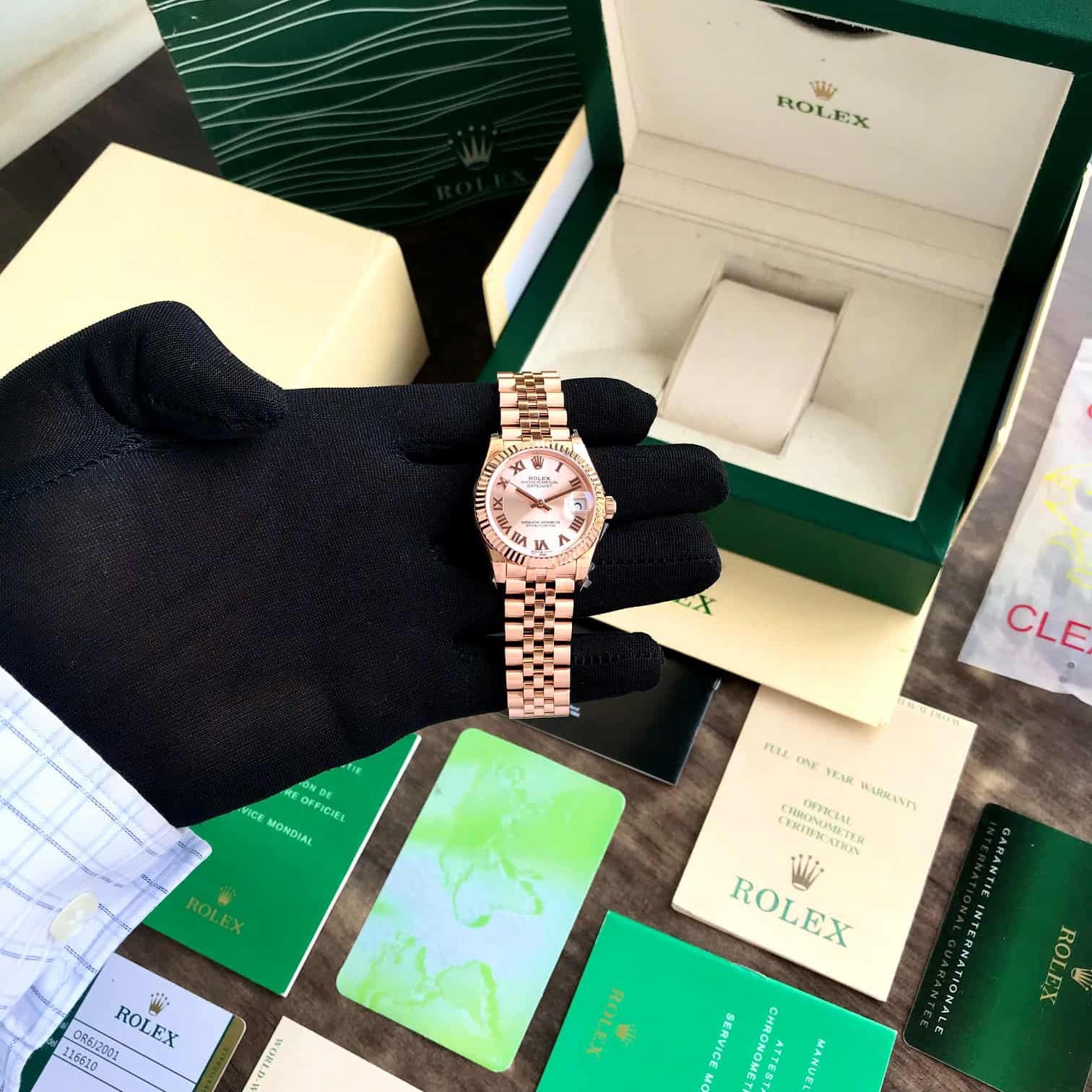 Rolex Date Just 28 Rose Gold Roman Numbers Swiss ETA Automatic Women’s Watch