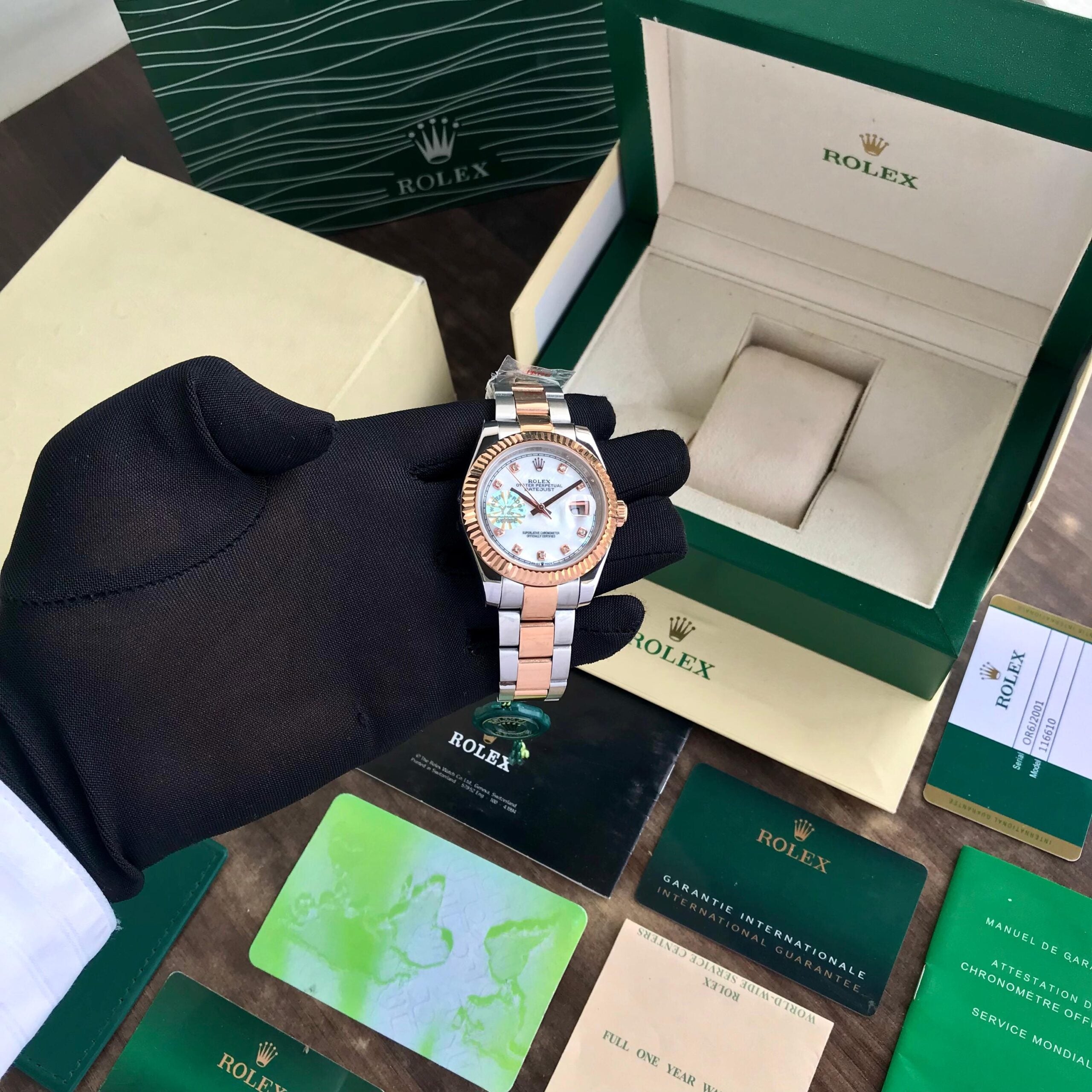 Rolex Date Just 41 Dimond Numbers Automatic Two Tone Mens Watch