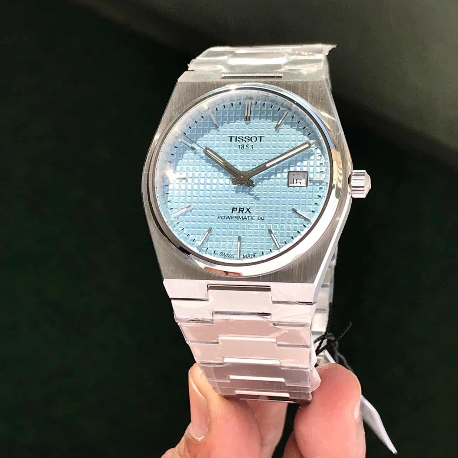 Tissot PRX Poweromatic Steel Ice Blue Tiffany Edition Authentic Mens Watch