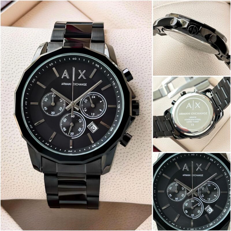 Luxury Black Stainless Steel Chronograph Watch With Premium Finish