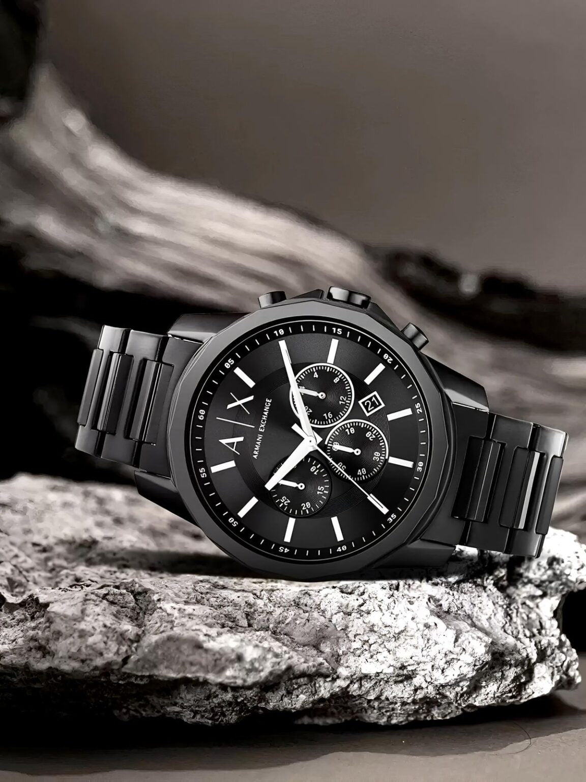 Luxury Black Stainless Steel Chronograph Watch With Premium Finish