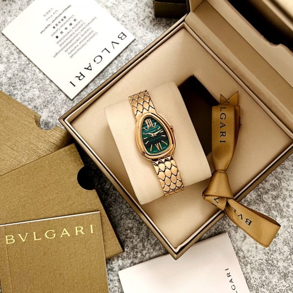Bvlgari Watch For Lady Green Black Dial