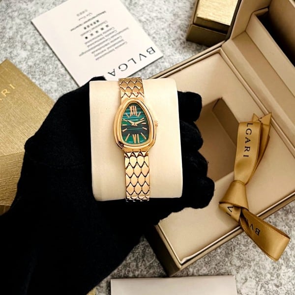 Bvlgari Watch For Lady Green Black Dial