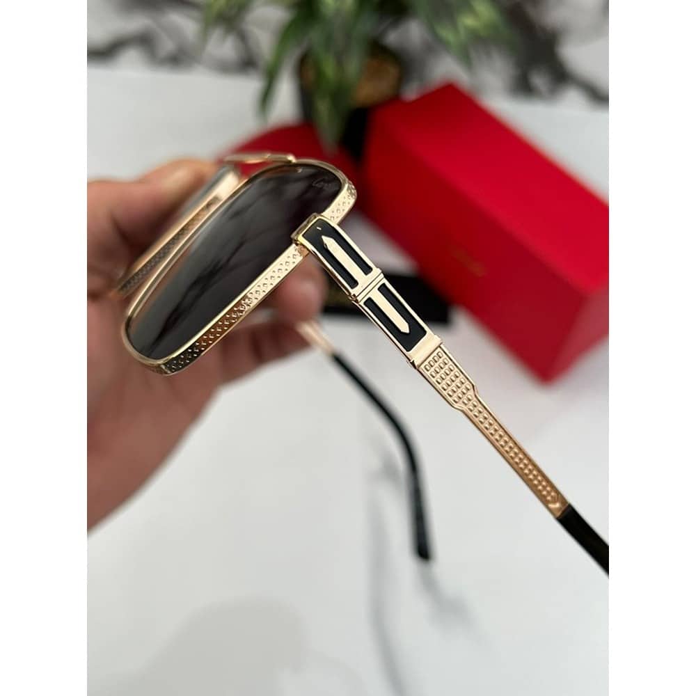 Gold Black 82 Cartier Sunglasses For Men