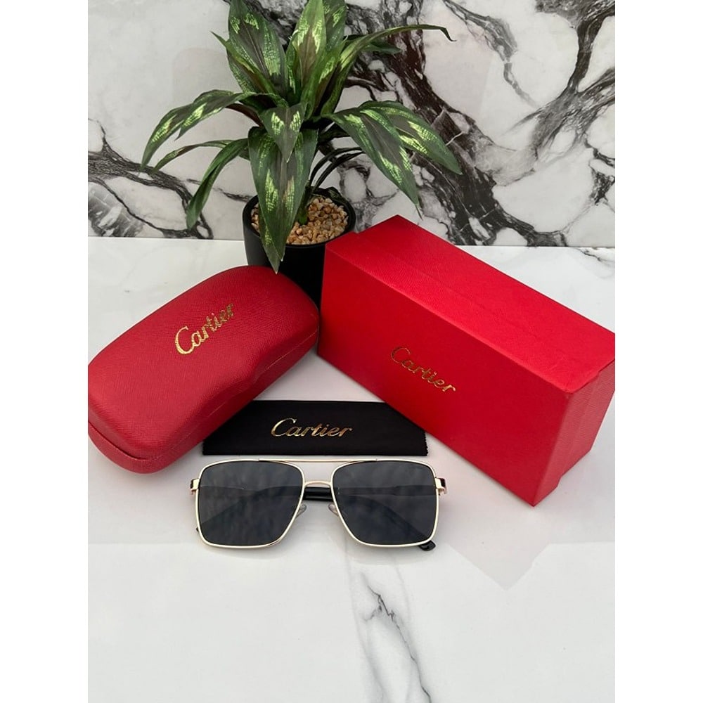 Gold Black 82 Cartier Sunglasses For Men