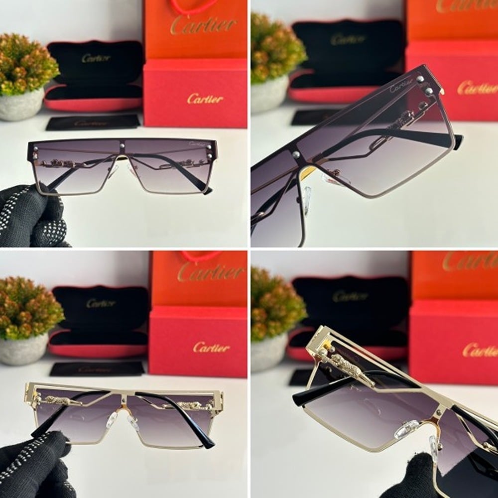 Gold Black Cartier Sunglasses For Men