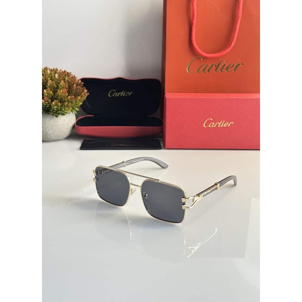 Gold Black Cartier Sunglasses For Men