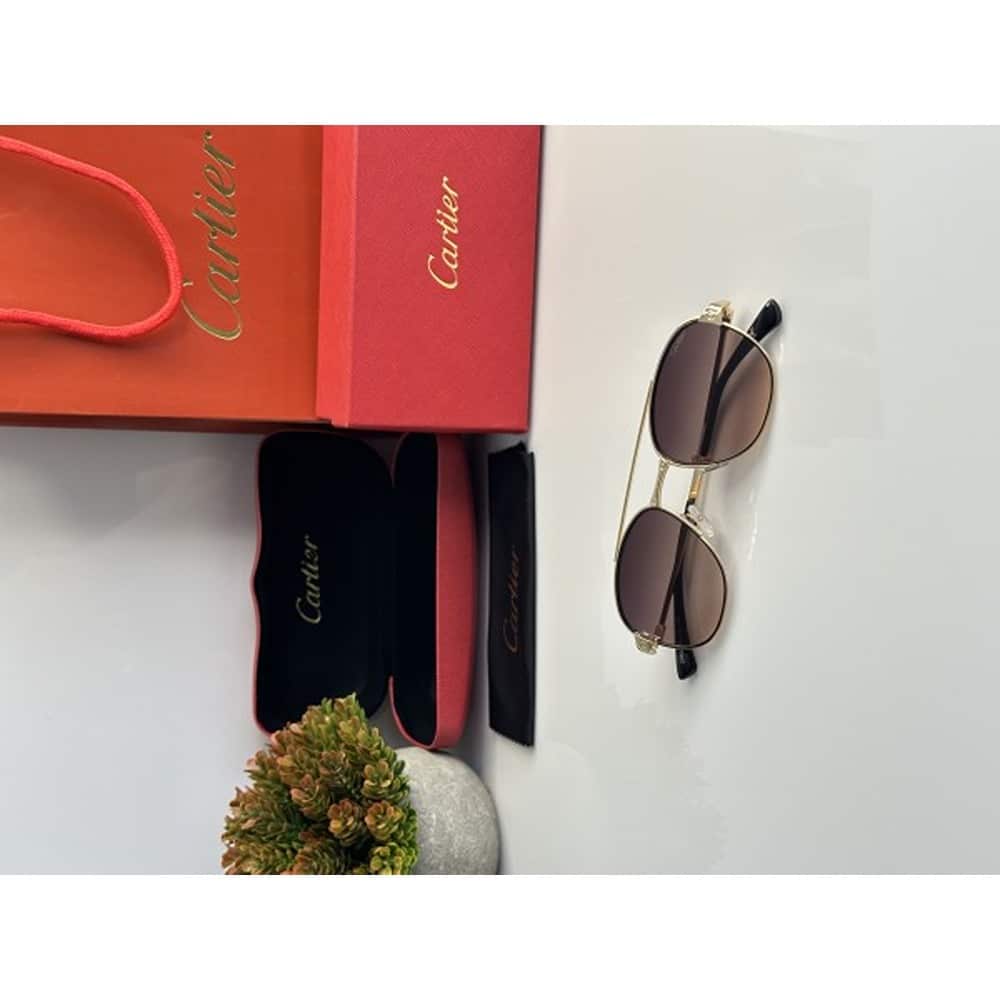 Gold Brown Cartier Sunglasses For Men