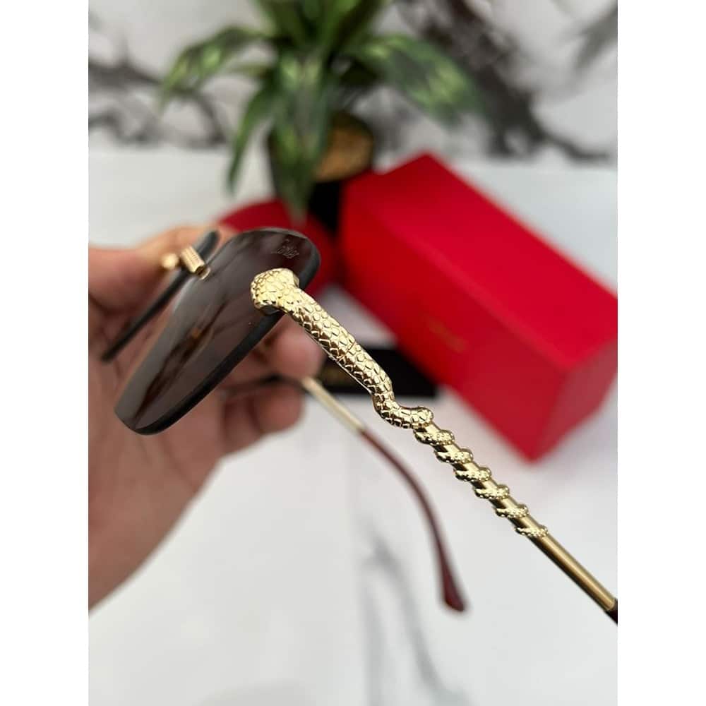 Gold Brown Cartier Sunglasses For Men