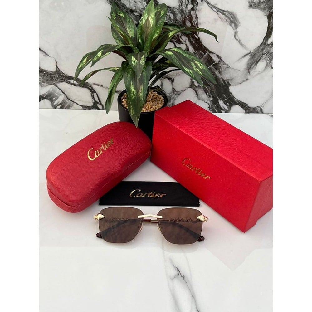 Gold Brown Cartier Sunglasses For Men