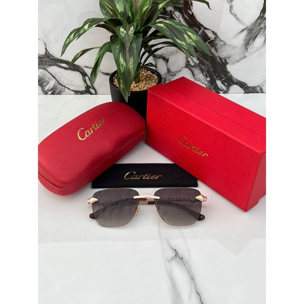 Cartier Sunglasses For Men Gold Brown