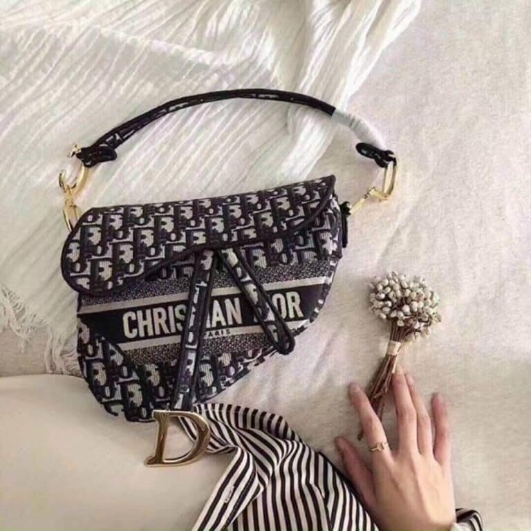Christian Dior Lady Bag Saddle Bag Oblique Embroidery With OG Box &amp; Dust Bag