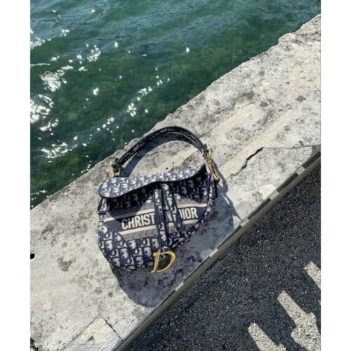Christian Dior Lady Bag Saddle Bag Oblique Embroidery With OG Box &amp; Dust Bag