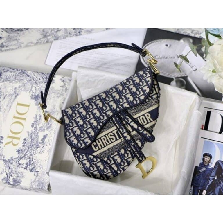 Christian Dior Lady Bag Saddle Bag Oblique Embroidery With OG Box &amp; Dust Bag