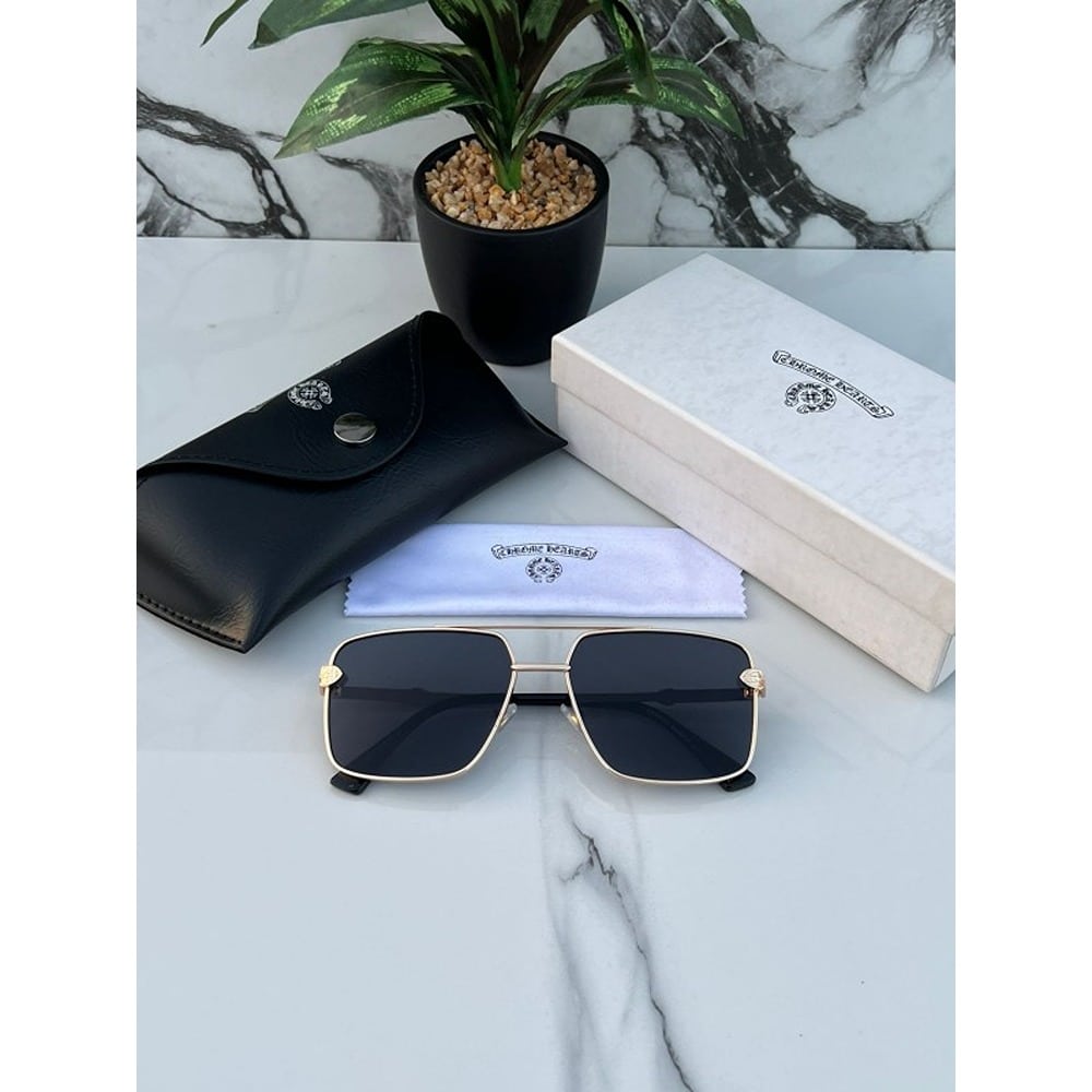 Gold Black  Chrome Heart Sunglasses For Men