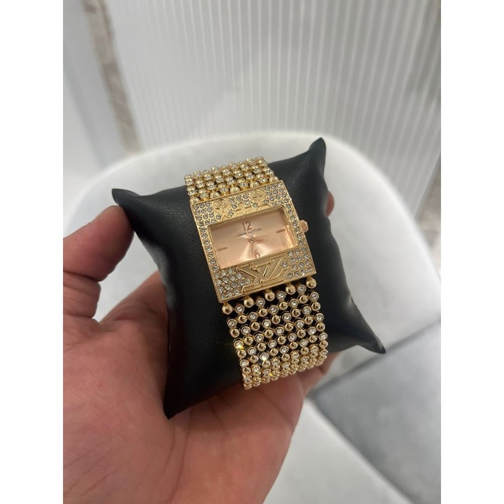 Diamond Louis Vuitton Watch For Lady Golden Chain