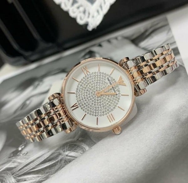 Emporio Armani Watch For Lady White Round Dial
