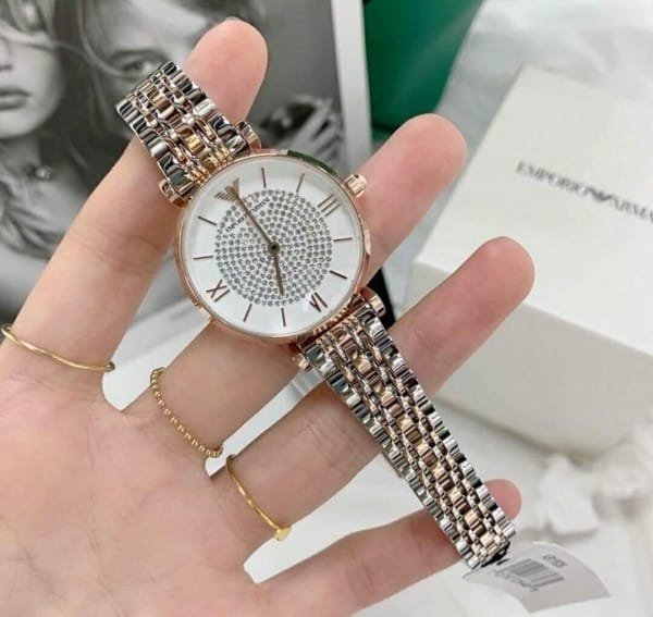 Emporio Armani Watch For Lady White Round Dial
