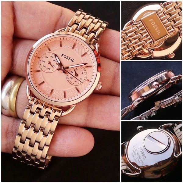 Fossil Watch For Lady Rose Gold Chain