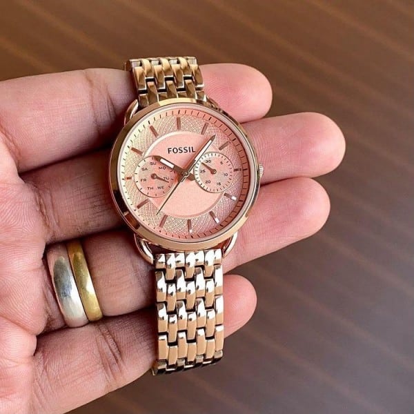 Fossil Watch For Lady Rose Gold Chain