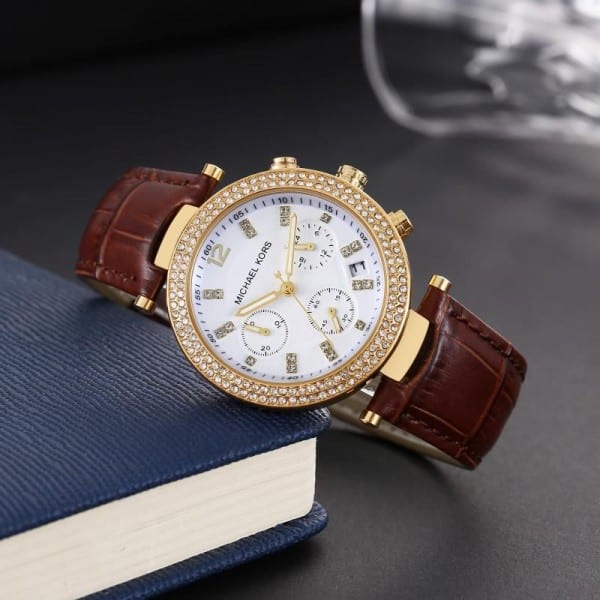Michael Kors Watch Brown Leather Belt