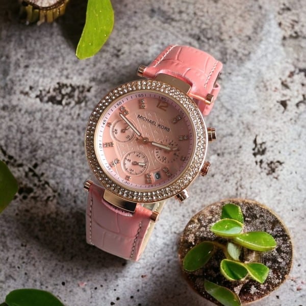 Michael Kors Watch Pink Leather Belt