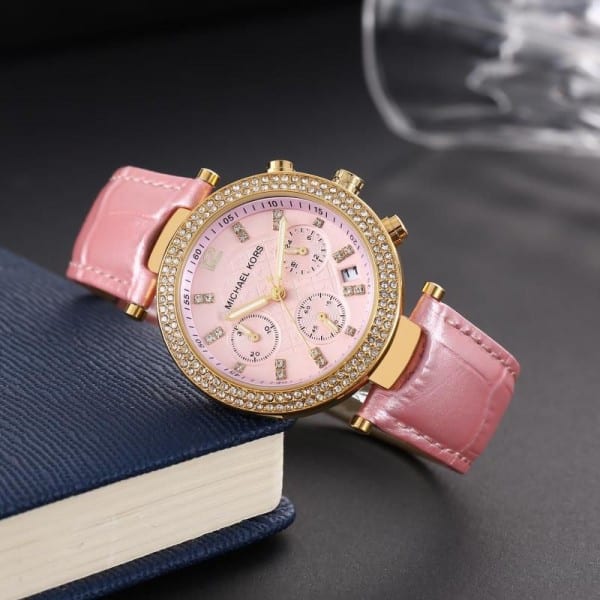 Michael Kors Watch Pink Leather Belt