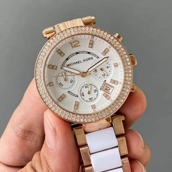 Michael Kors Watch White Rose Gold Chain