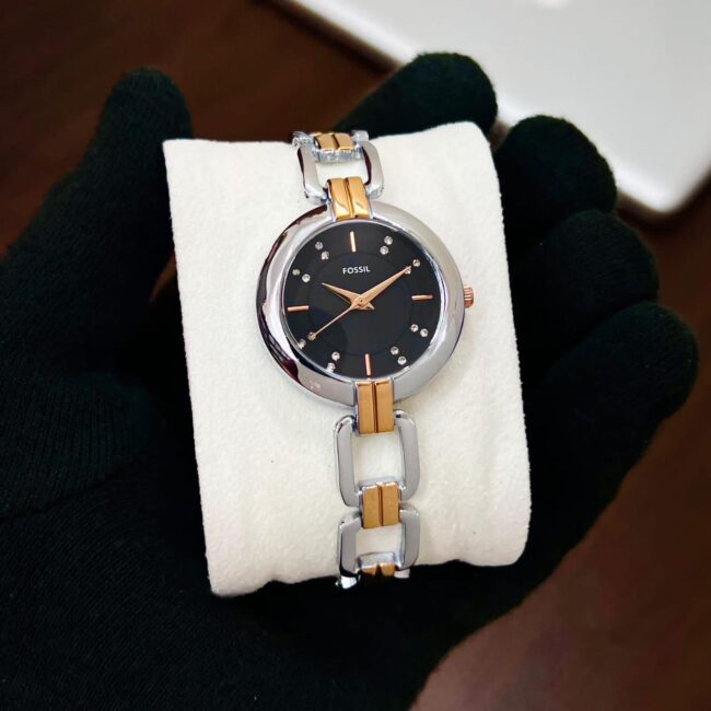 Fossil Rose Gold Black Dial Ladies Watch