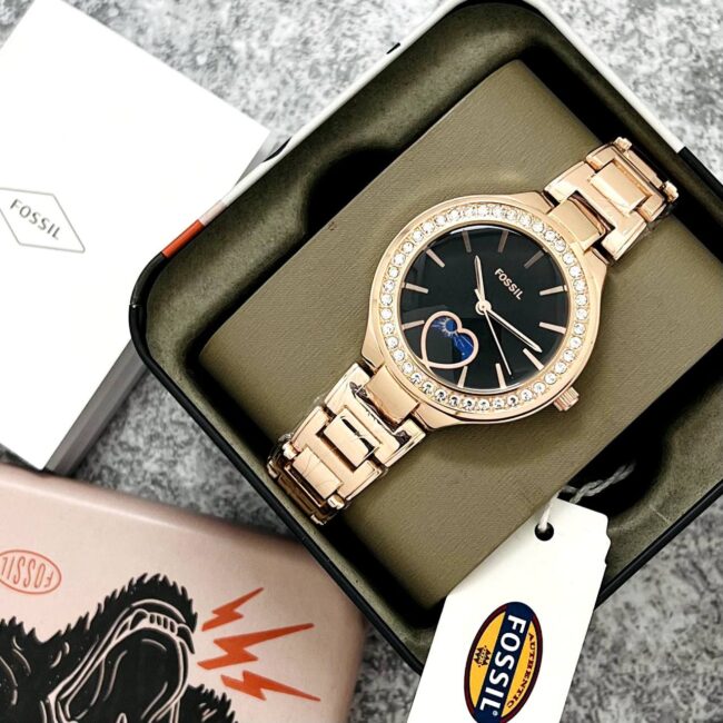 Fossil Carlie Sun Moon Black Dial Watch