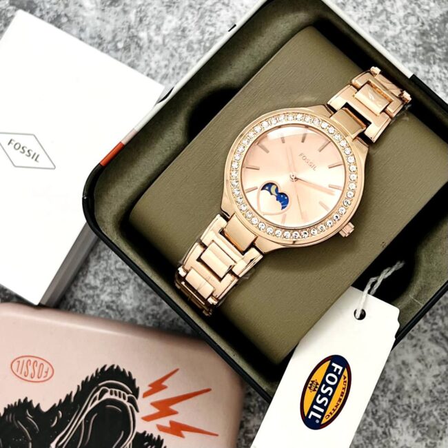 Fossil Carlie Sun Moon Rose Gold Watch