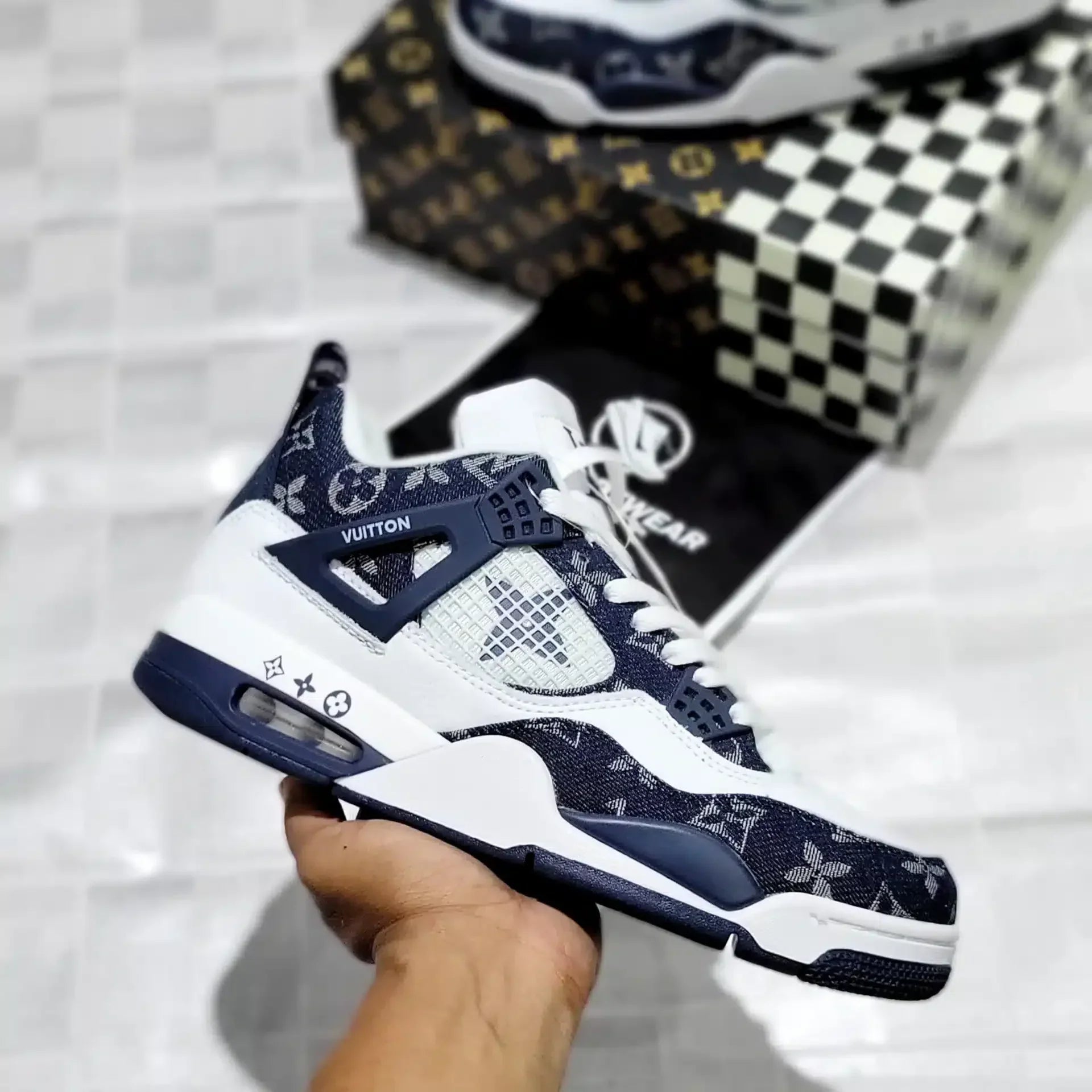 Nike Retro 4 Louis Vuitton Blue Sneakers