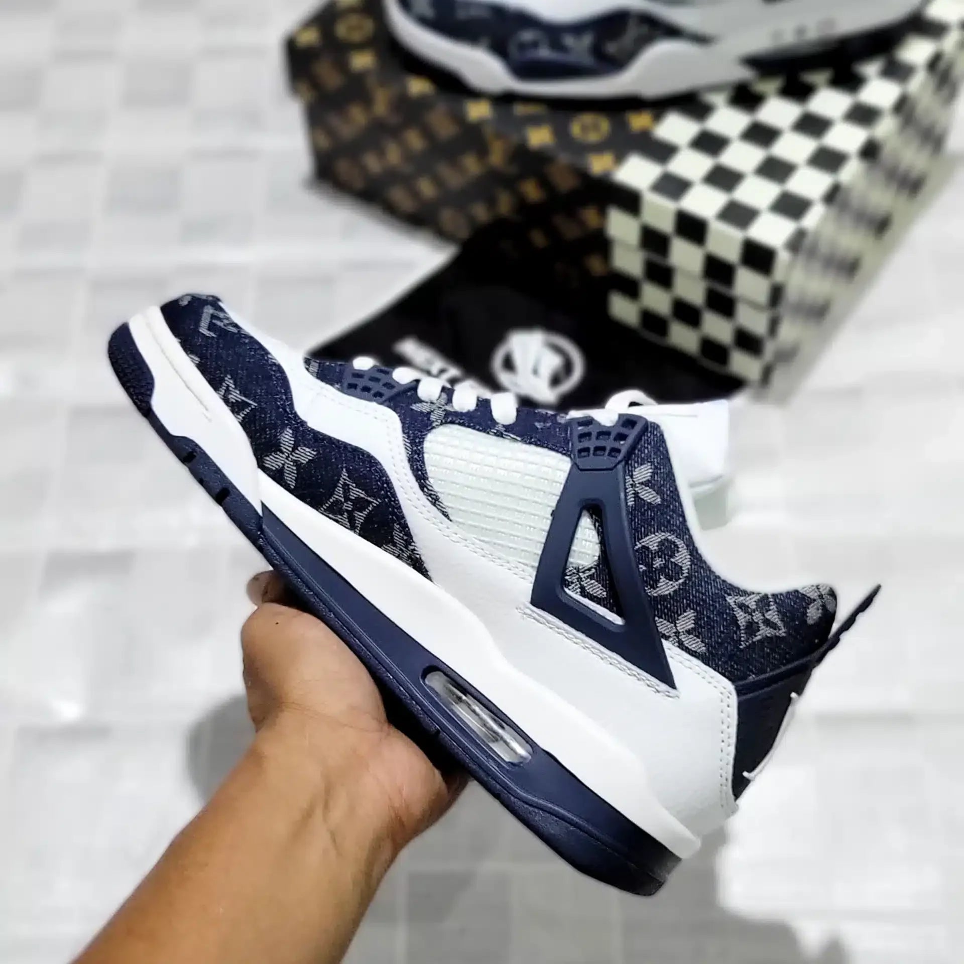 Nike Retro 4 Louis Vuitton Blue Sneakers