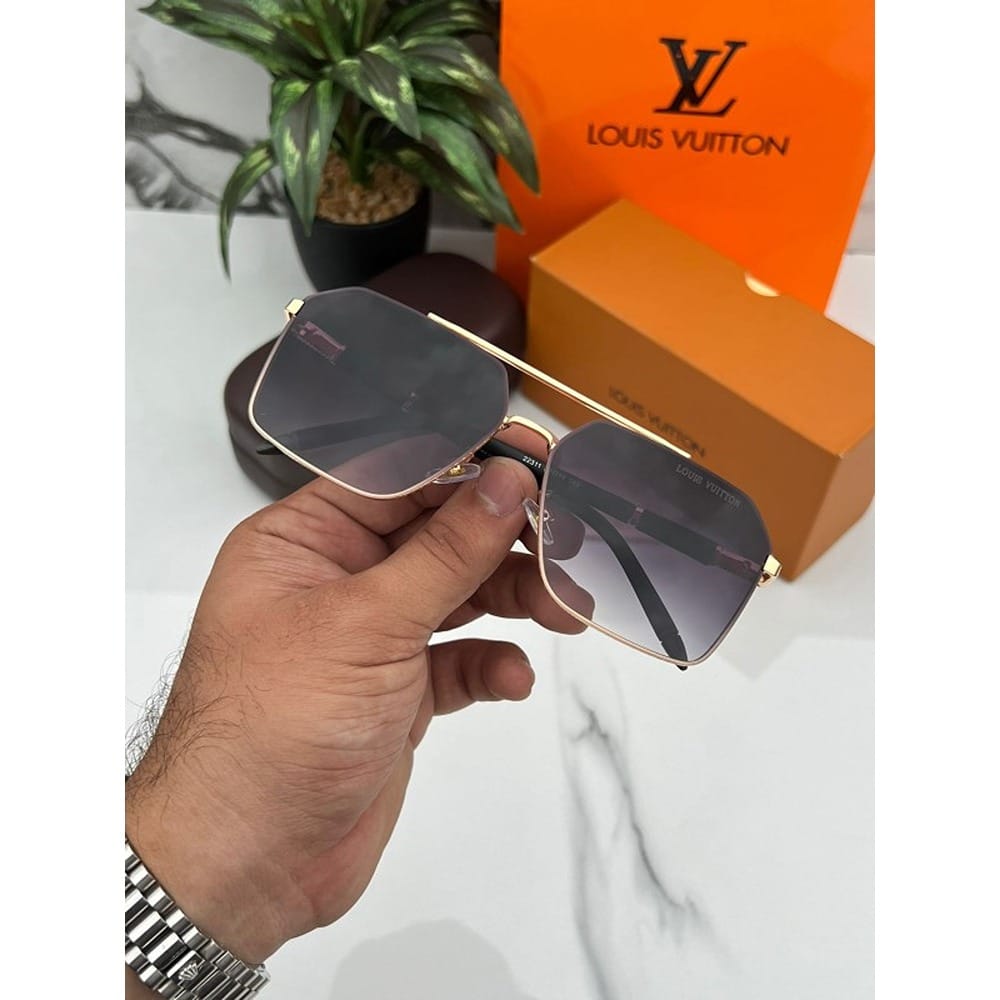Men Louis Vuitton Sunglasses, Gold Black