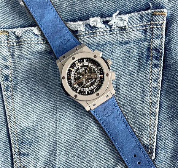 Hublot Bigbang Watch AAA Silver Blue Leather strap