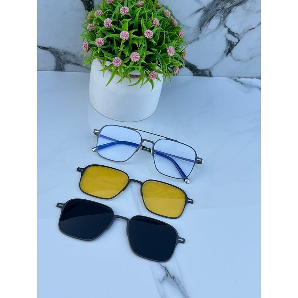 Gun Black Metal Attachment Sunglasses For Men