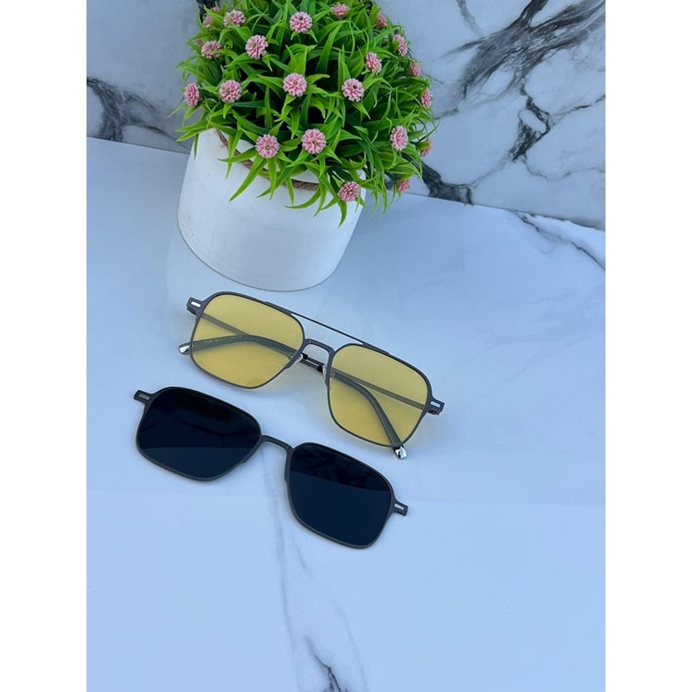 Gun Black Metal Attachment Sunglasses For Men
