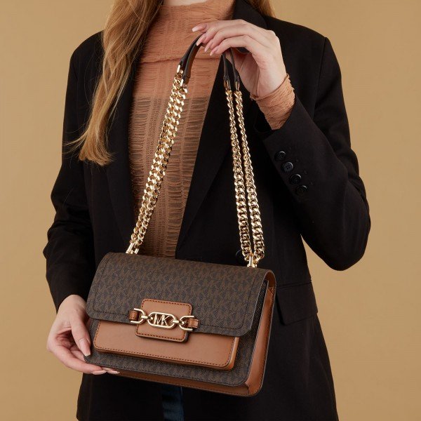 Michael Kors Bag MK Heather Logo Shoulder Bag With Box