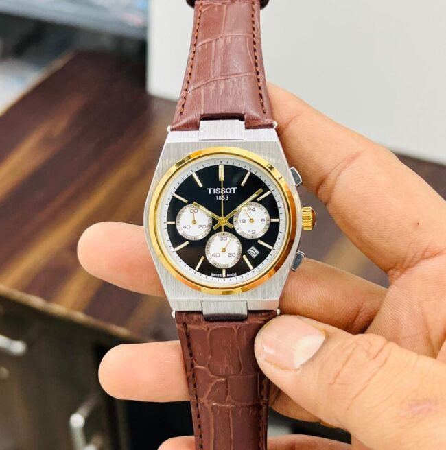 Branded 1853 PRX Leather Strap Watch