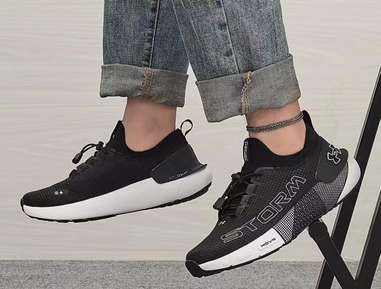 Under Armour Hovr Storm Black White Running Shoes