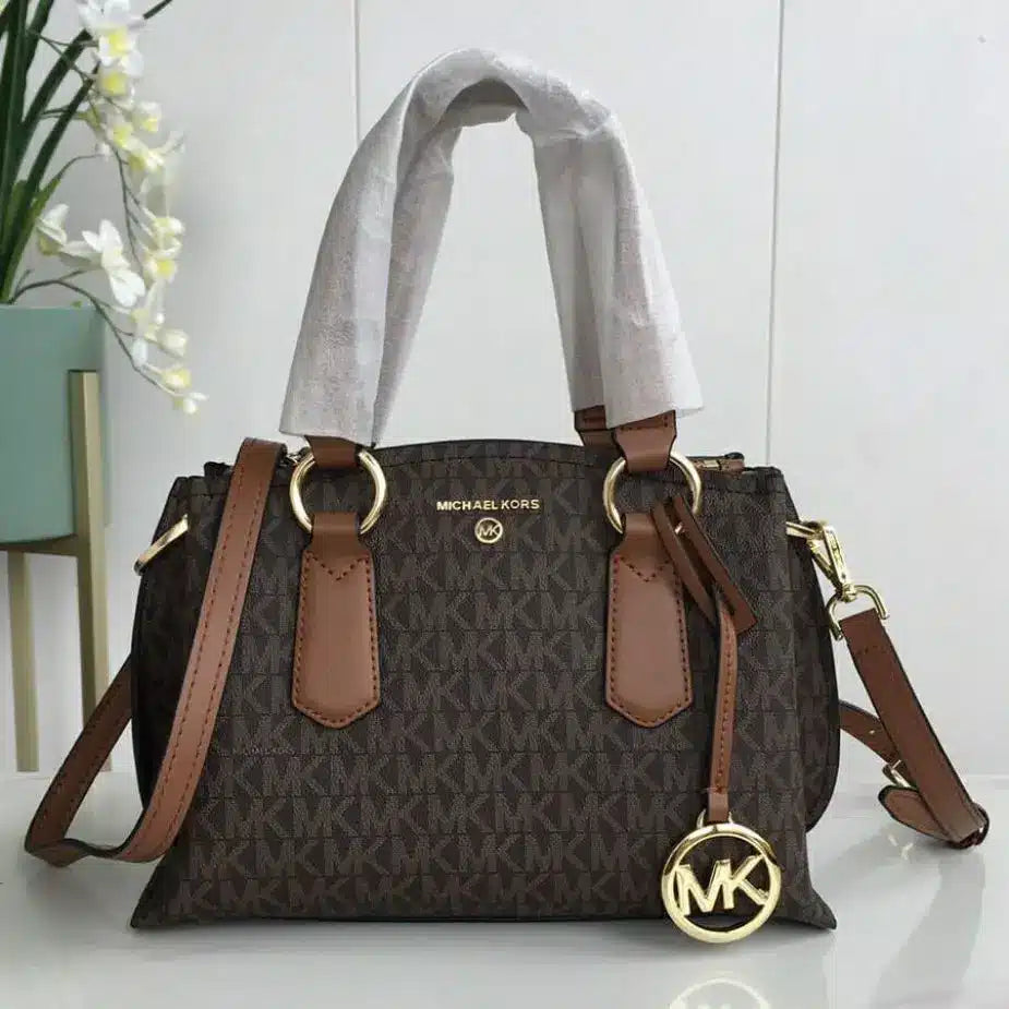 Michael Kors Coffee Camille Satchel Handbag With Box