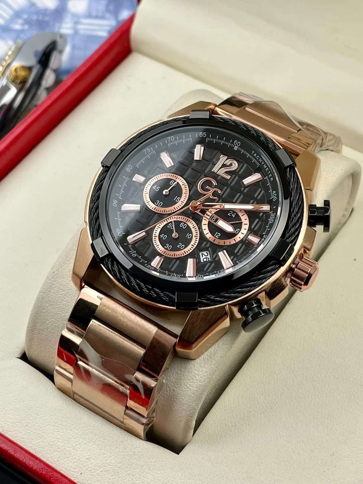 Luxurious feel of the watch ensures you are ready in office Gold Black » Mega Fashion