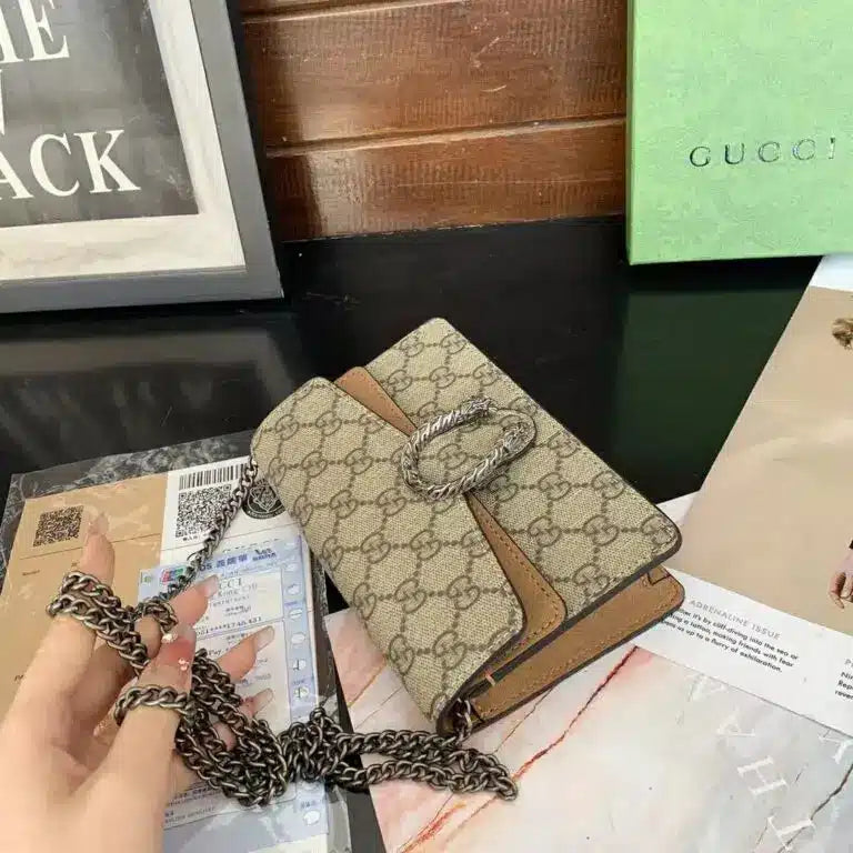 Gucci Dionysus Khaki Mini Sling Bag With Box