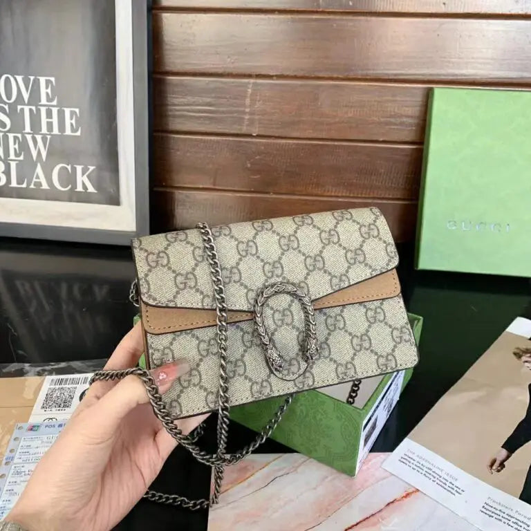 Gucci Dionysus Khaki Mini Sling Bag With Box
