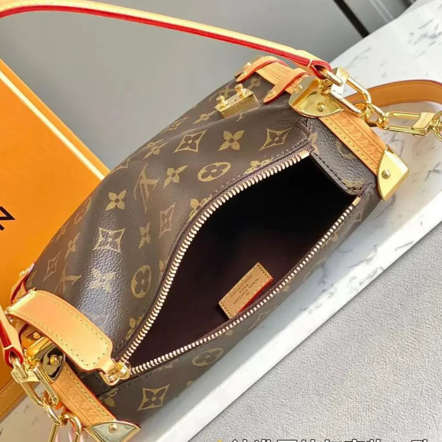 Vuitton Mono Side Trunk Old Flower Handbag With Box